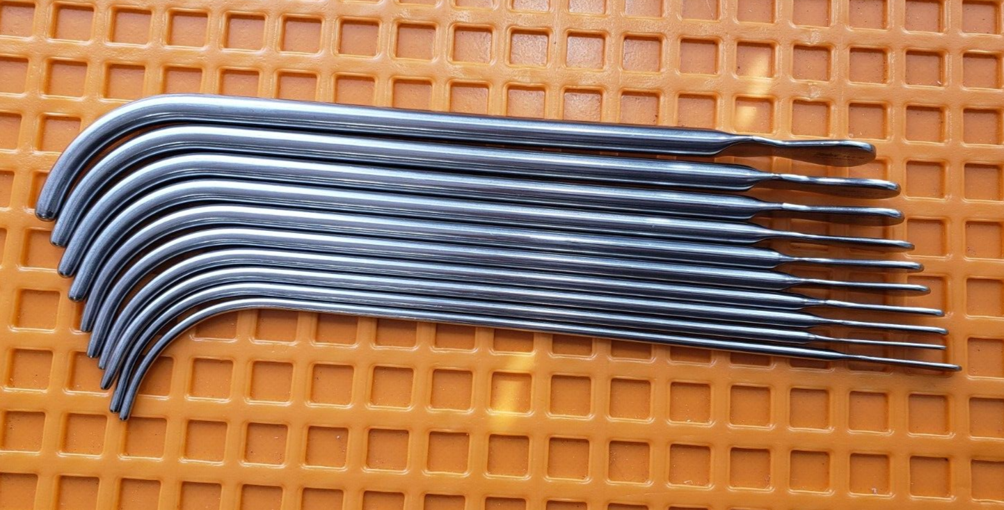 MILTEX VAN BUREN Urethral Sounds Set of 10Pcs 12Fr,14,16,18,20,22,24,26,28,30Fr