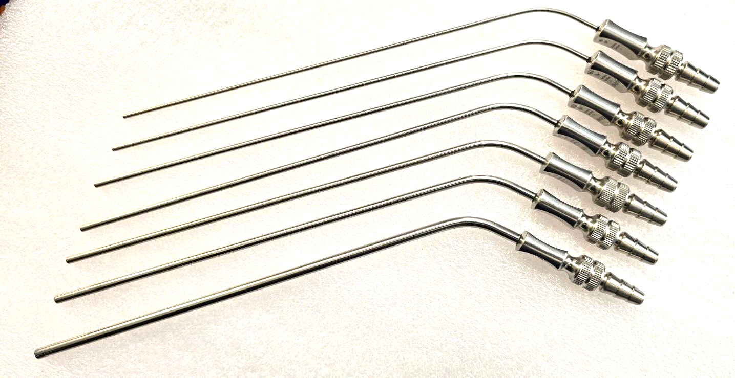 SSI Ultra Surgical Frazier Suction Tube 6,7,8,9,10,11,14FR Angled Set of 7