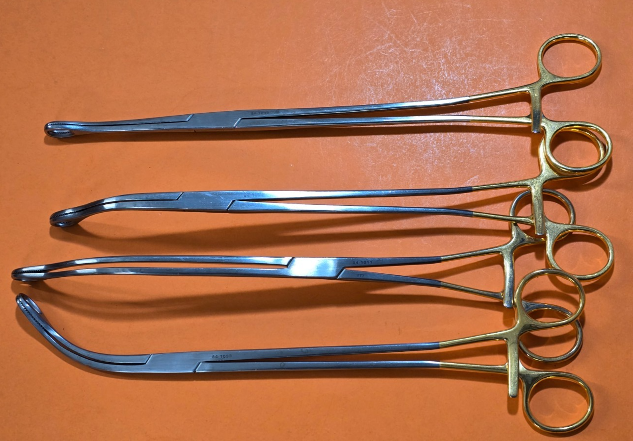 Pilling 84-1033 Surgical Kaiser Ring Sponge Forceps 12" Set of 4