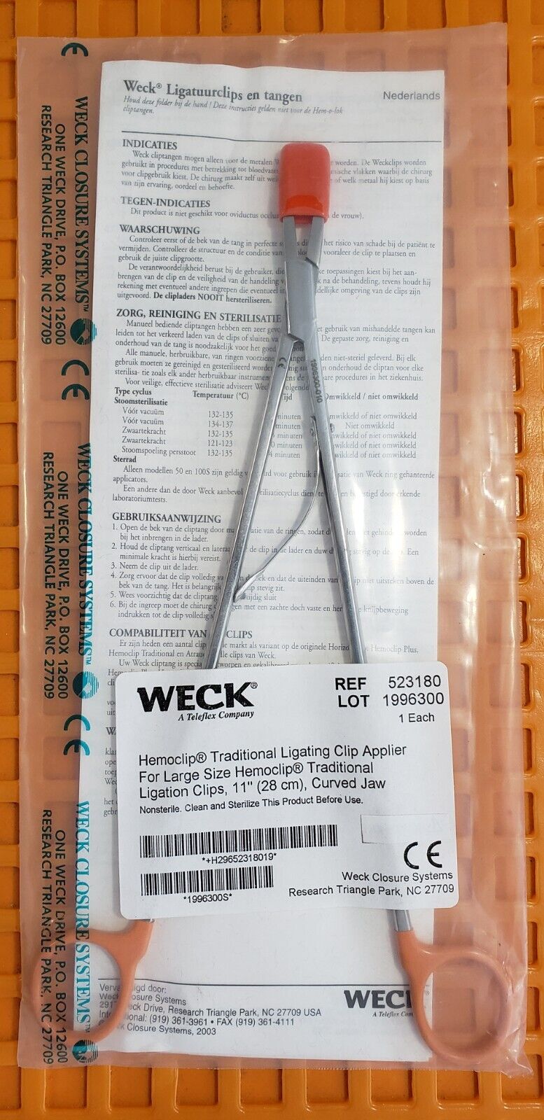Weck 523180 Surgical Clip Applier 11" Large Curved Jaws