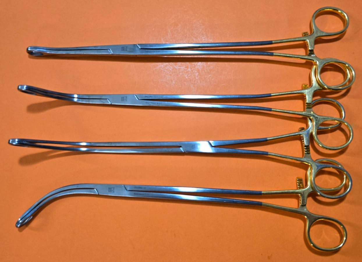 Pilling 84-1033 Surgical Kaiser Ring Sponge Forceps 12" Set of 4