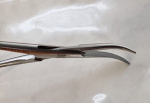 TR-475-485 Surgical Vasectomy Fine Jaw Mosquito Forceps 5" Curved W- Gold Rings.