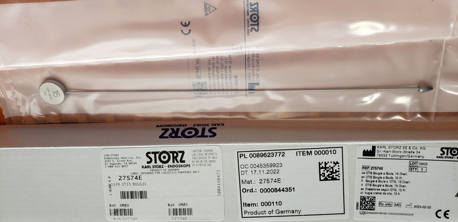 Karl Storz 27574E Surgical OTIS BOUGIE Dilator 15Fr