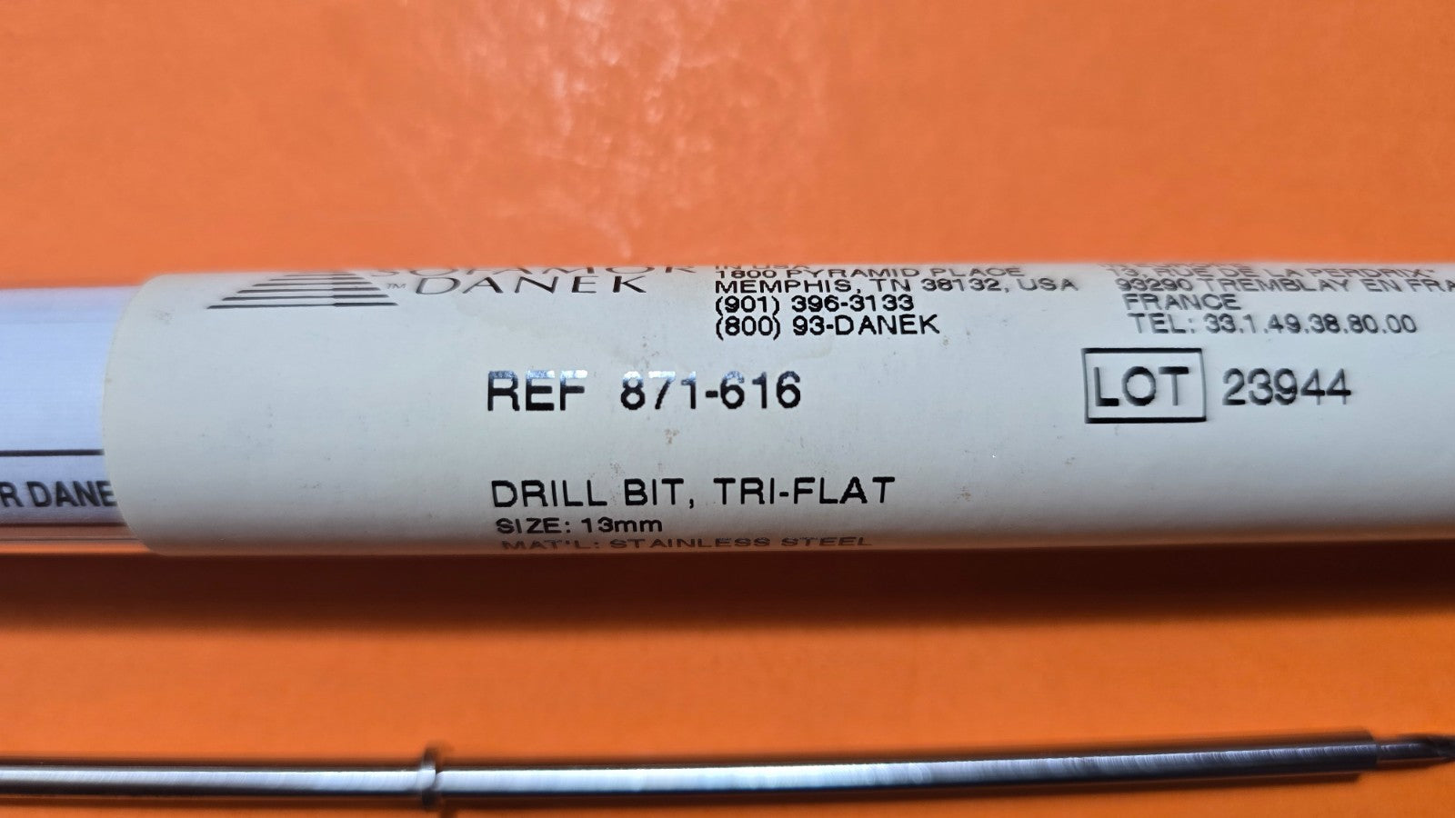 Medtronic Danek 871-616  Orthopedic Drill Bit 13mm Tri Flat