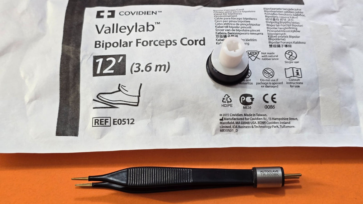 Turtle Adson Bipolar Forceps 5" Black Gold Tips NonStick Valleylab Bipolar Cable
