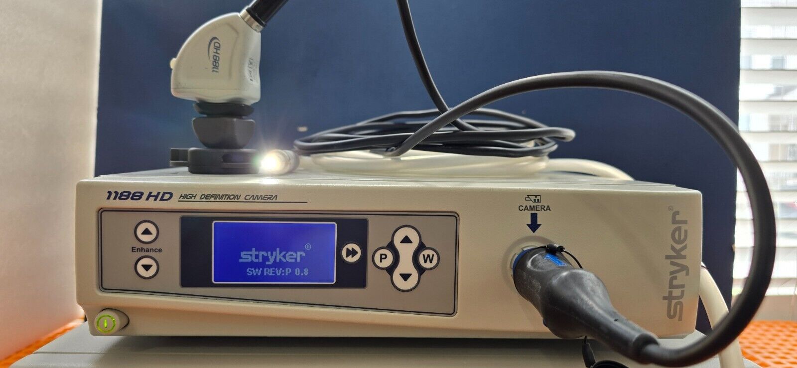 Stryker 1188 Camera Head, Controller, 6000 Light Source with Fiber Optic Cable