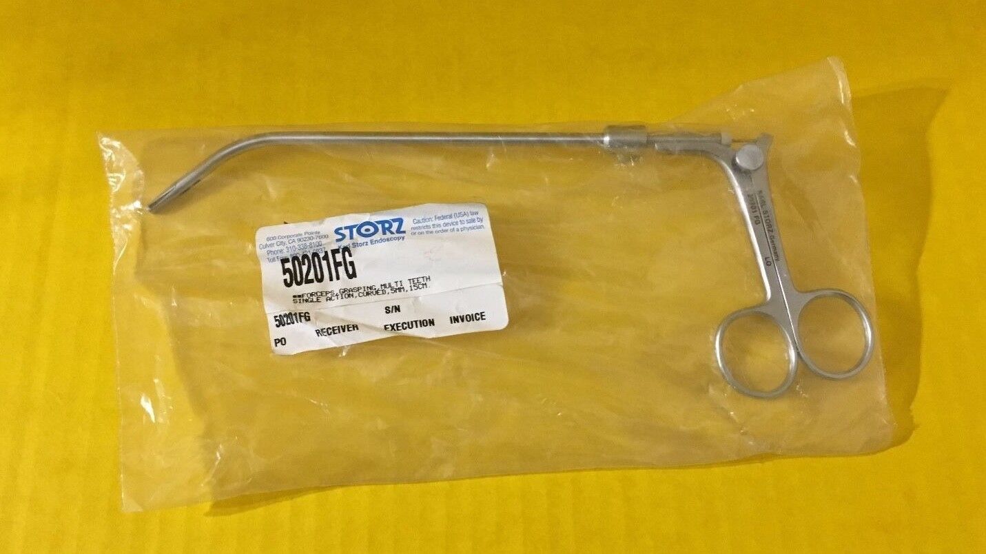 Storz Surgical Grasping Forceps, Curved, 5mm x 15cm, Multi Teeth REF: 50201FG