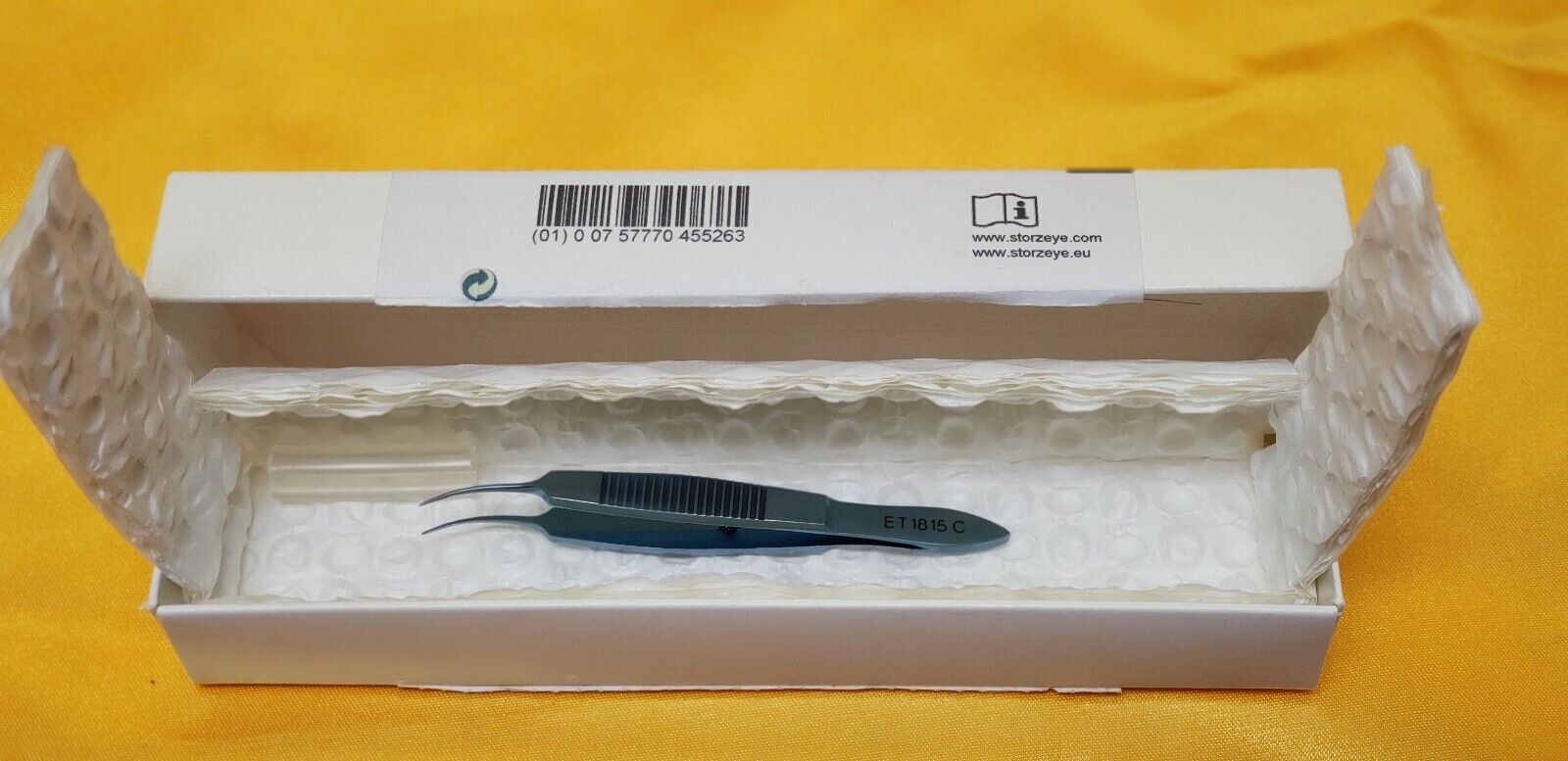 Storz ET1815C Surgical Opthalmic Titanium MCPHERSON Tying Forceps Curved Tip