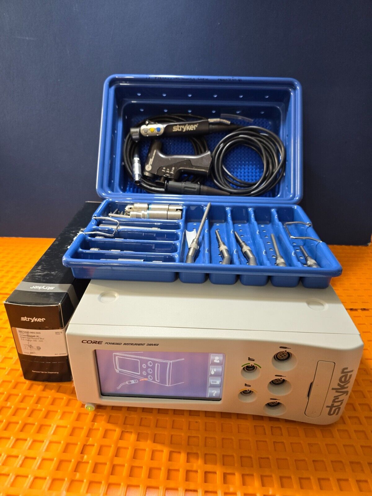 Stryker Formula Core Handpiece, CORE Powered Driver with Attachments & Tray