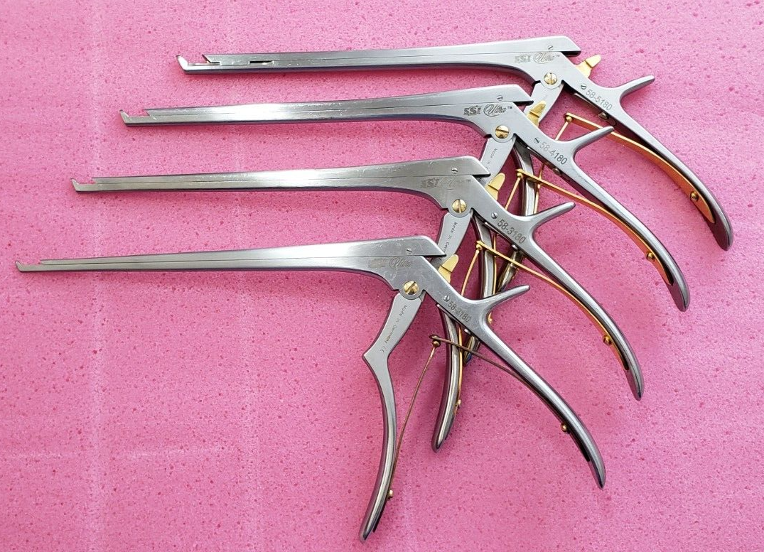 SSI Orthopedic Kerrison Rongeurs 8" Shaft 2,3,4,5mm 40 Degree Set of4 Detachable