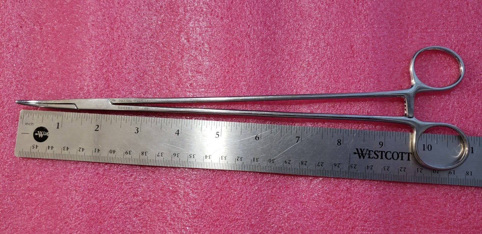 Pilling 504181 Surgical Bridge Forceps, Curved Serrated Jaws 11"