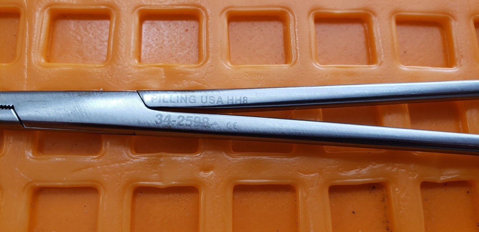 Pilling 34-2598 Surgical GEMINI Thoracic Forceps, Angled Serrated Jaws 11"