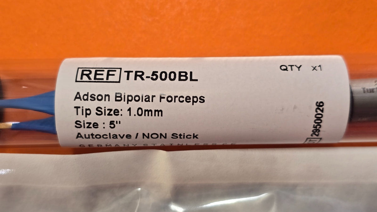 Turtle Adson Bipolar Forceps 5" Blue Gold Tips Non Stick Valleylab Bipolar Cable