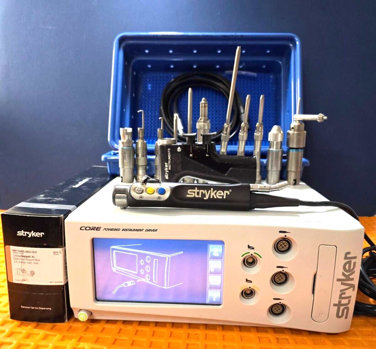Stryker Formula Core Handpiece, CORE Powered Driver with Attachments & Tray