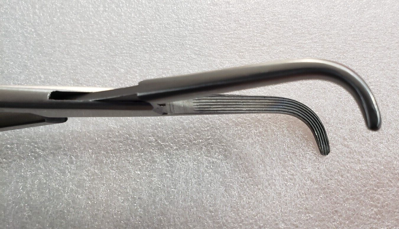Premium Surgical LAHEY Gall duct Forceps 9" Longitudinal Serration Curved
