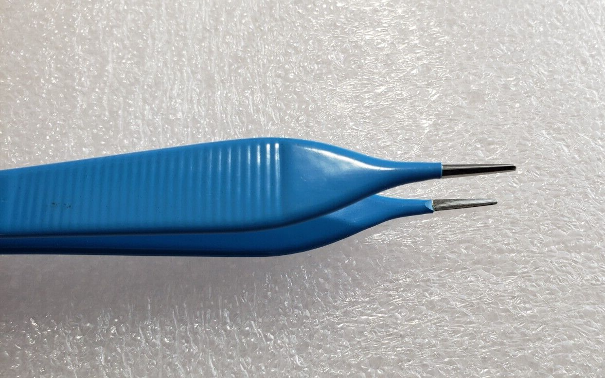 Turtle Surgical Adson Bipolar Forceps 5" Blue Non Stick Tips with Bipolar Cable
