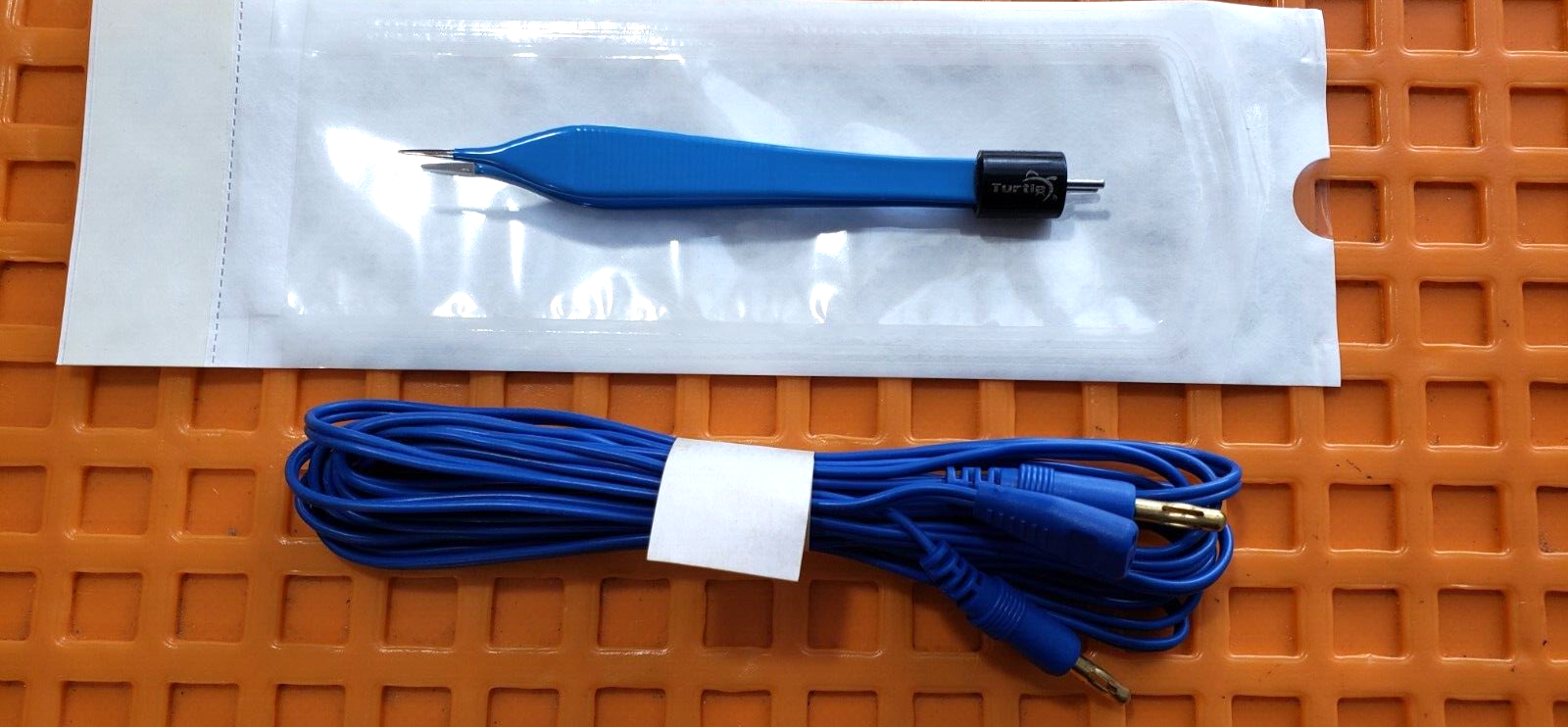 Turtle Surgical Adson Bipolar Forceps 5" Blue Non Stick Tips with Bipolar Cable