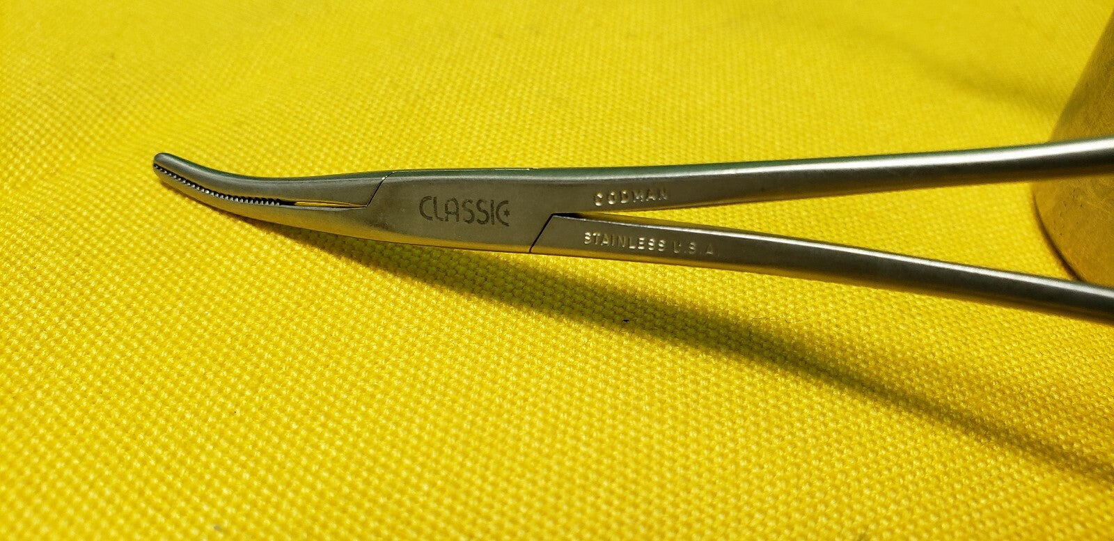 Codman Surgical 334-4160 Dandy Hemostatic Forceps 5.5" Curved Side Ways.
