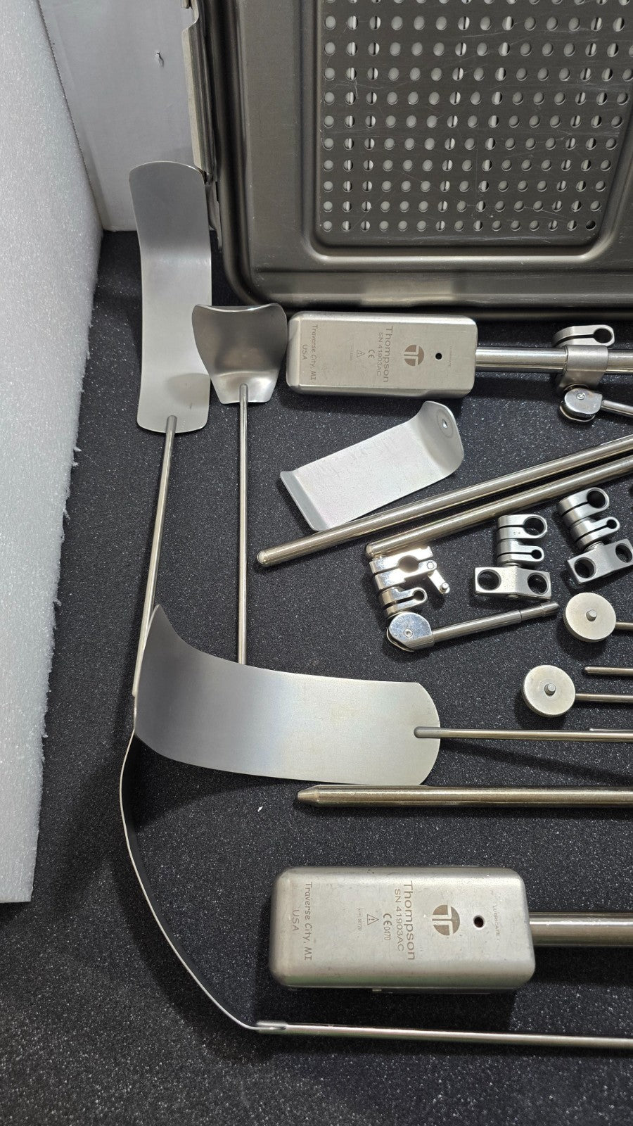 Thompson Surgical Retractor Set with Sterilization Box. (Made in USA)