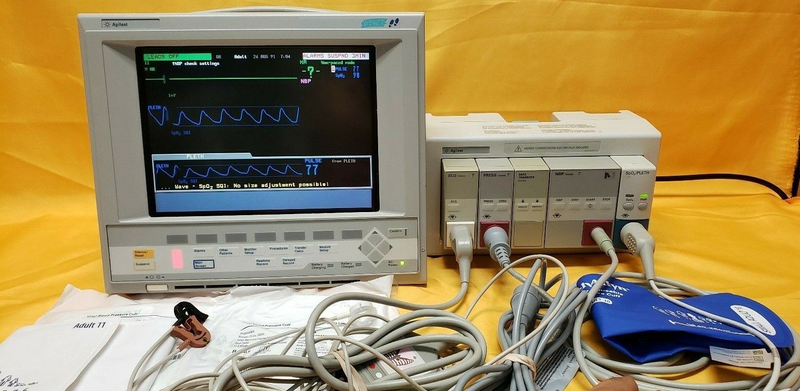 HP Agilent V24CT Critical Cardiac Care Patient Monitor with Cuffs & Accessories