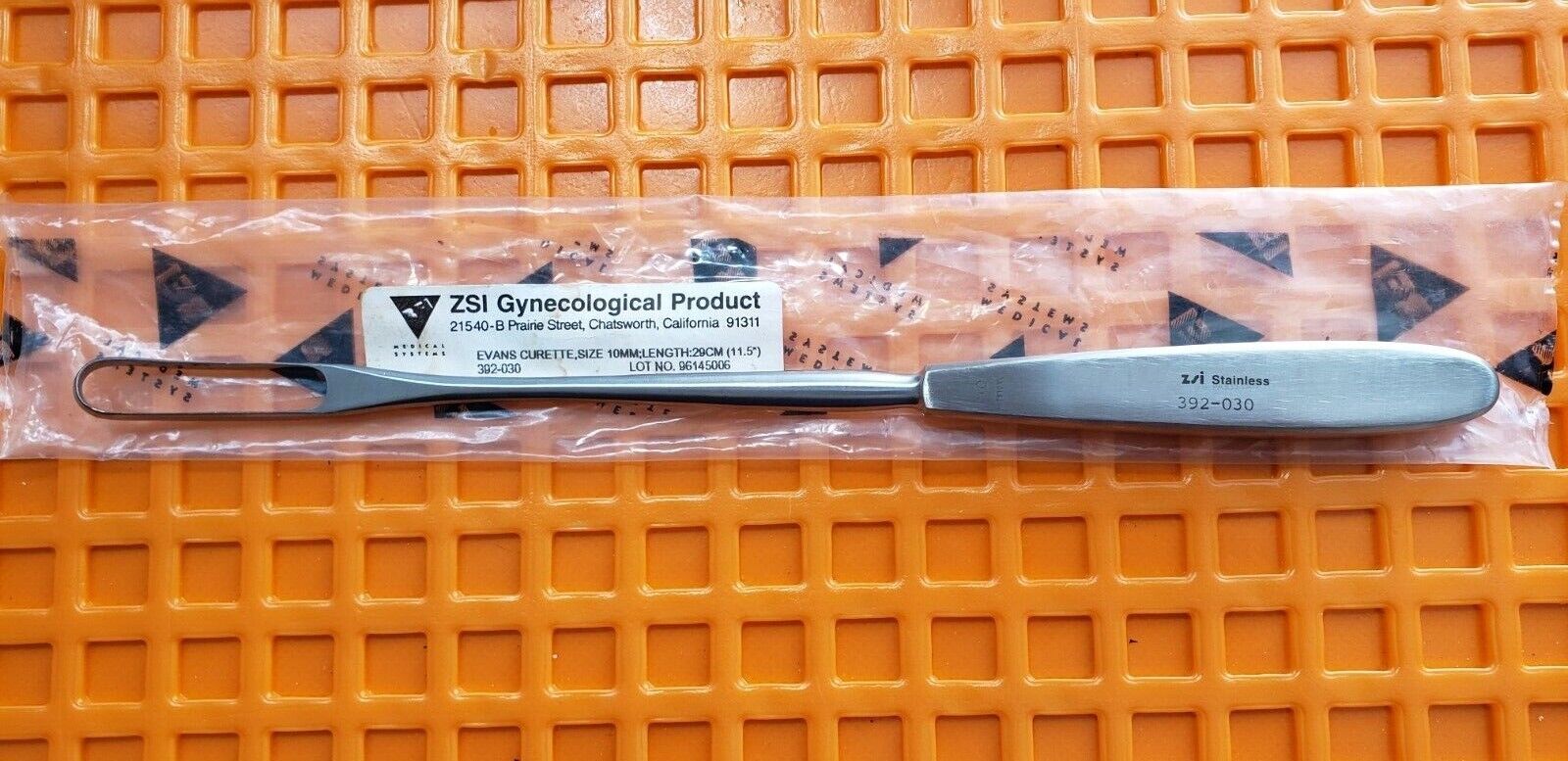 ZSI Surgical EVANS Curette Size 10mm Length 29cm Gynecology Instruments