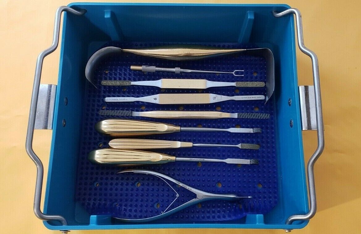 SCANLAN Surgical Rhinoplasty Instruments Set of 9 Pieces with Sterilization Tray