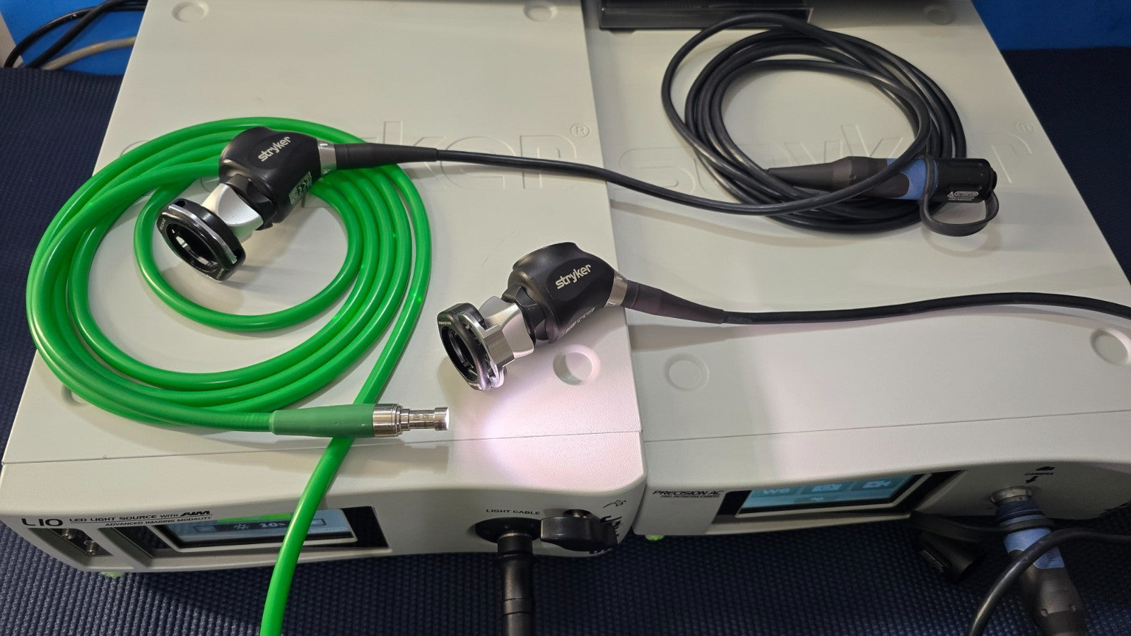Stryker Precision AC Camera System ,LI0 Light Source Green Cable, WiSe Monitor