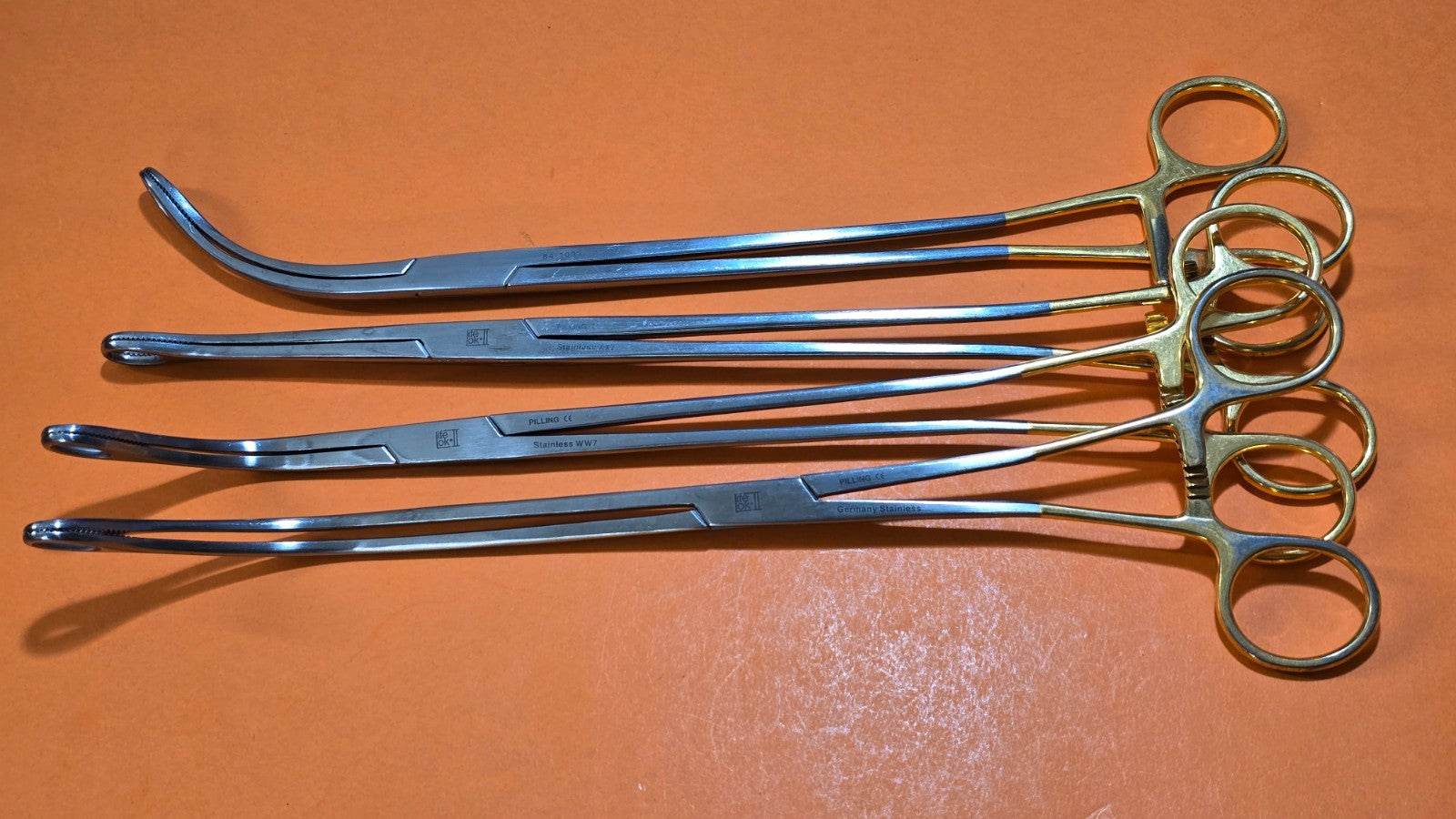 Pilling 84-1033 Surgical Kaiser Ring Sponge Forceps 12" Set of 4