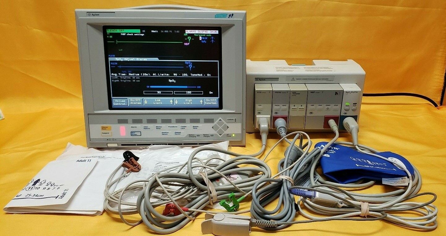 HP Agilent V24CT Critical Cardiac Care Patient Monitor with Cuffs & Accessories