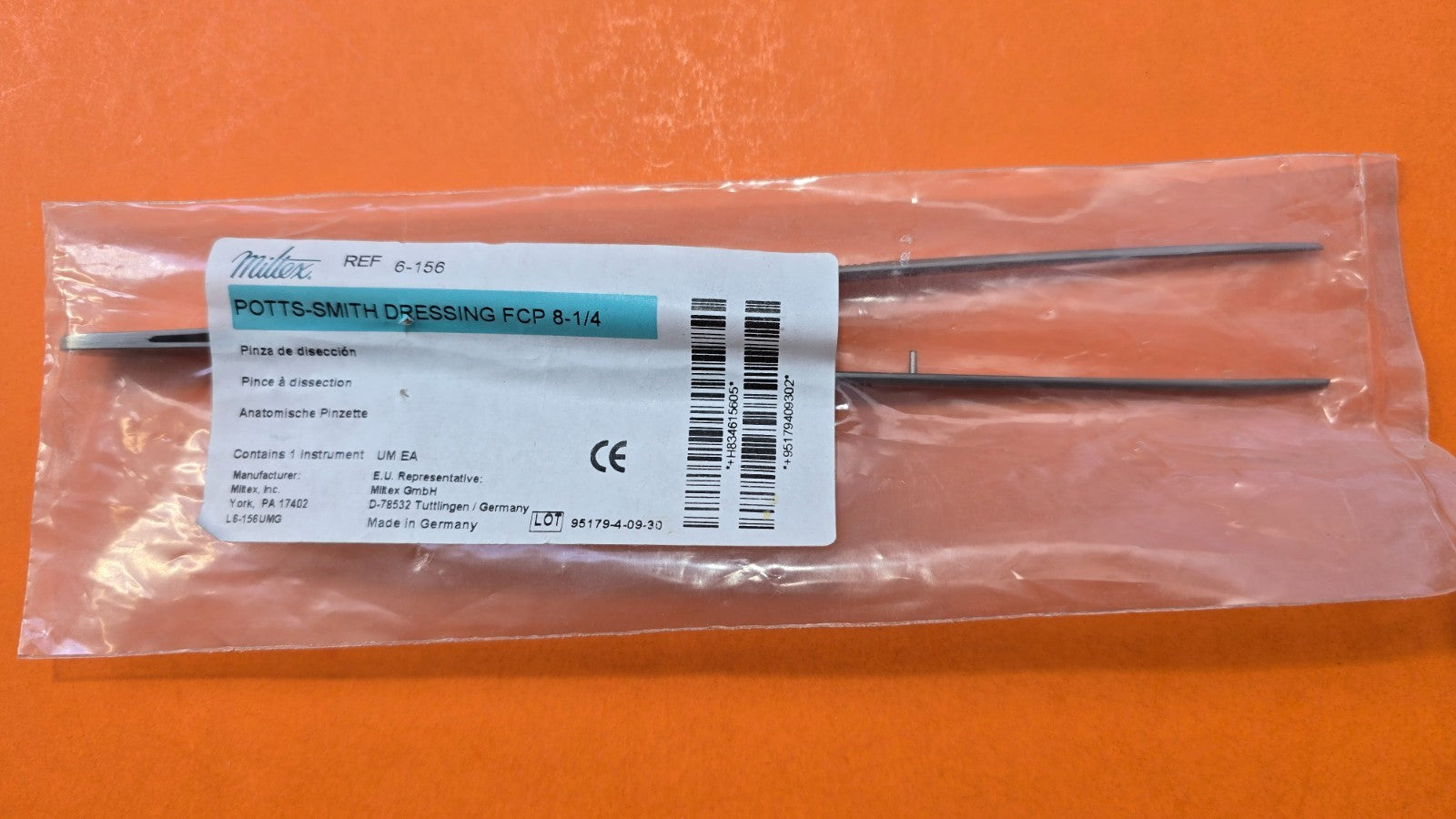 Miltex 6-156 Surgical POTTS-SMITH Dressing Forceps 8 1/4"