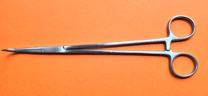 V. Mueller Surgical Mixter Forceps 9 1/4" Angled Serrated Jaws REF: CH1772
