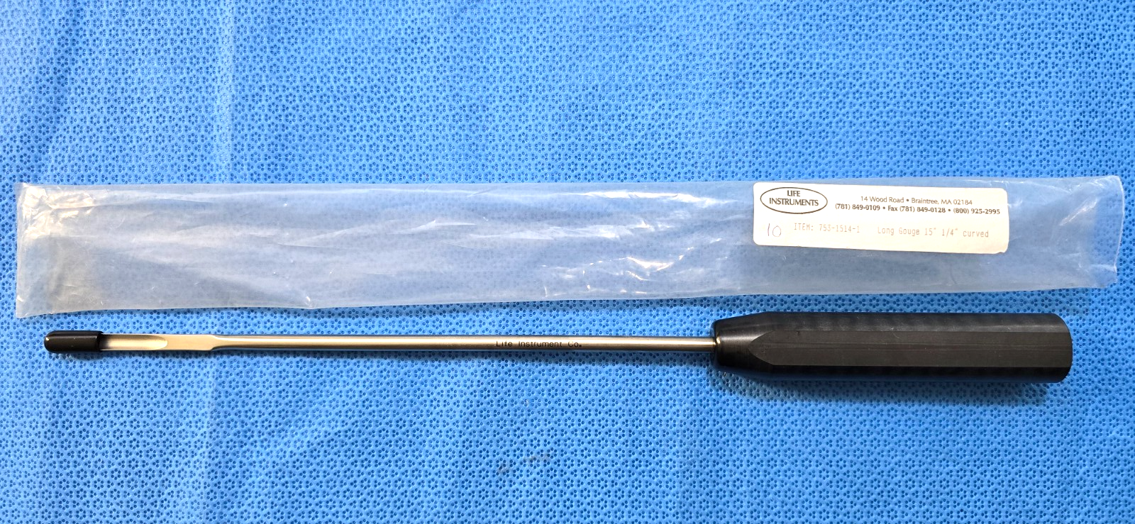 Life Instrument 753-1514-1 Surgical Orthopedic Long Gouge 15" Curved 1/4"