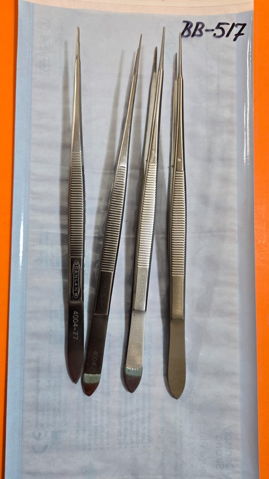 SCANLAN 4004-77 Surgical Gerald Forceps 7 3/4"Cross serrated Tips 1mm