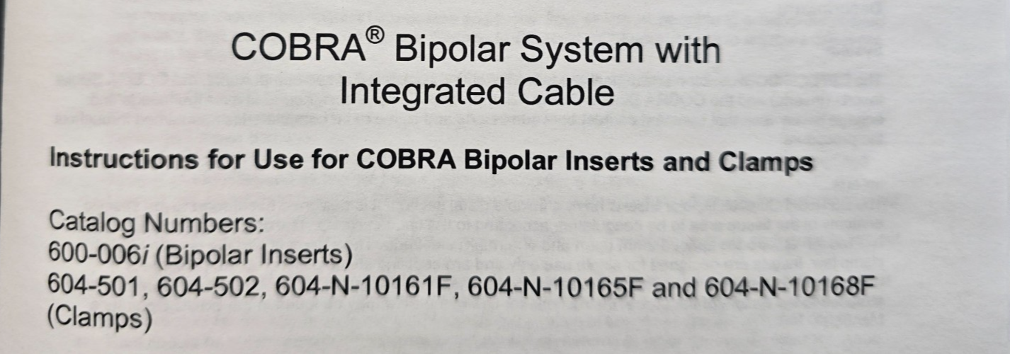 ESTECH Surgical Cobra Bipolar Inserts with Integrated Cable