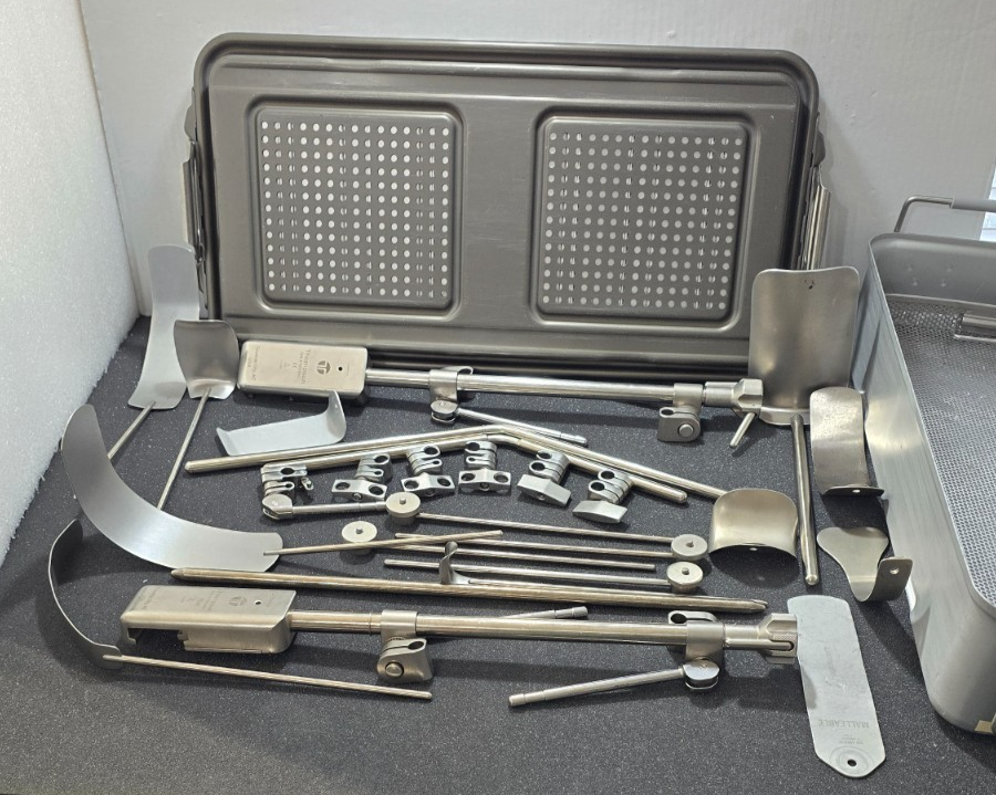 Thompson Surgical Retractor Set with Sterilization Box. (Made in USA)