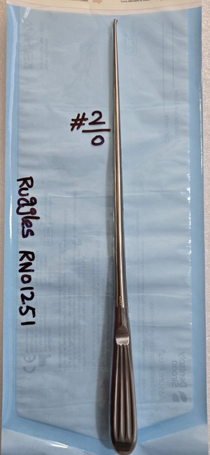 Ruggles RN1251 Surgical Neuro Spine Curette Size 2/0 Angle Down 12"