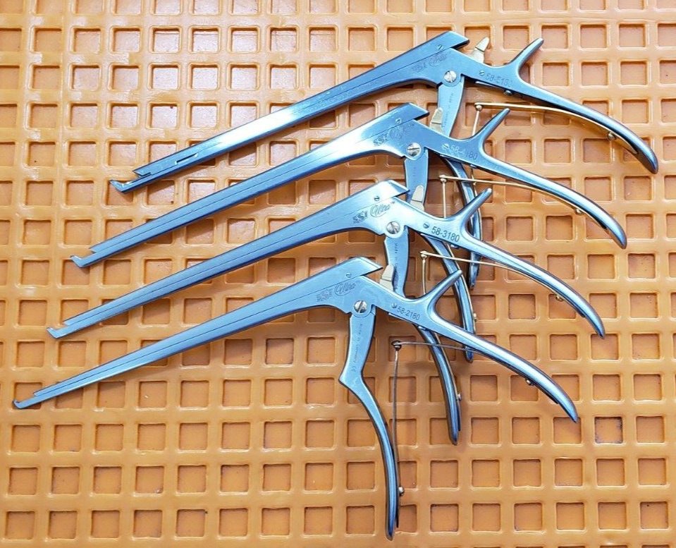 SSI Orthopedic Kerrison Rongeurs 8" Shaft 2,3,4,5mm 40 Degree Set of4 Detachable