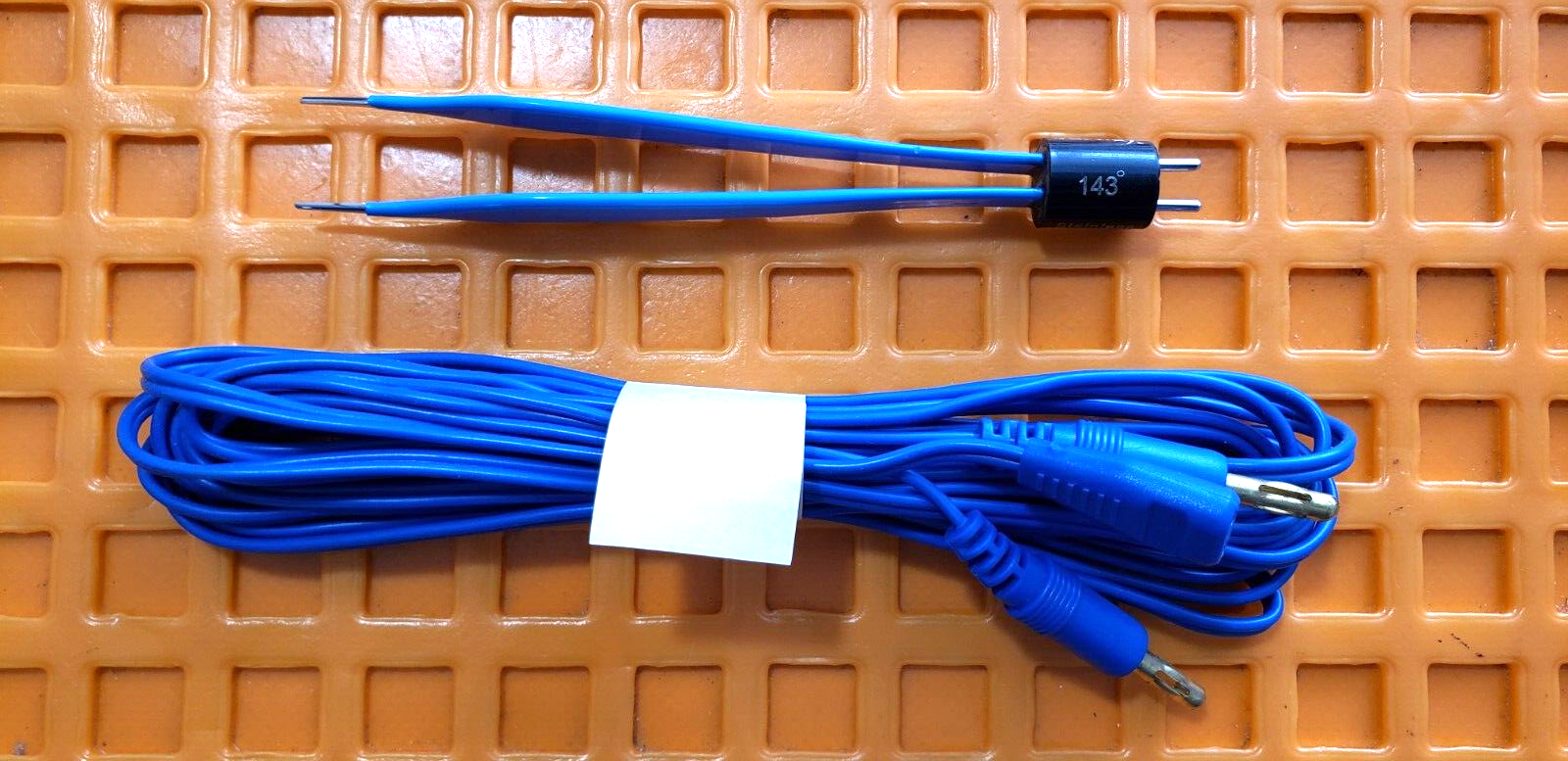 Turtle Surgical Adson Bipolar Forceps 5" Blue Non Stick Tips with Bipolar Cable