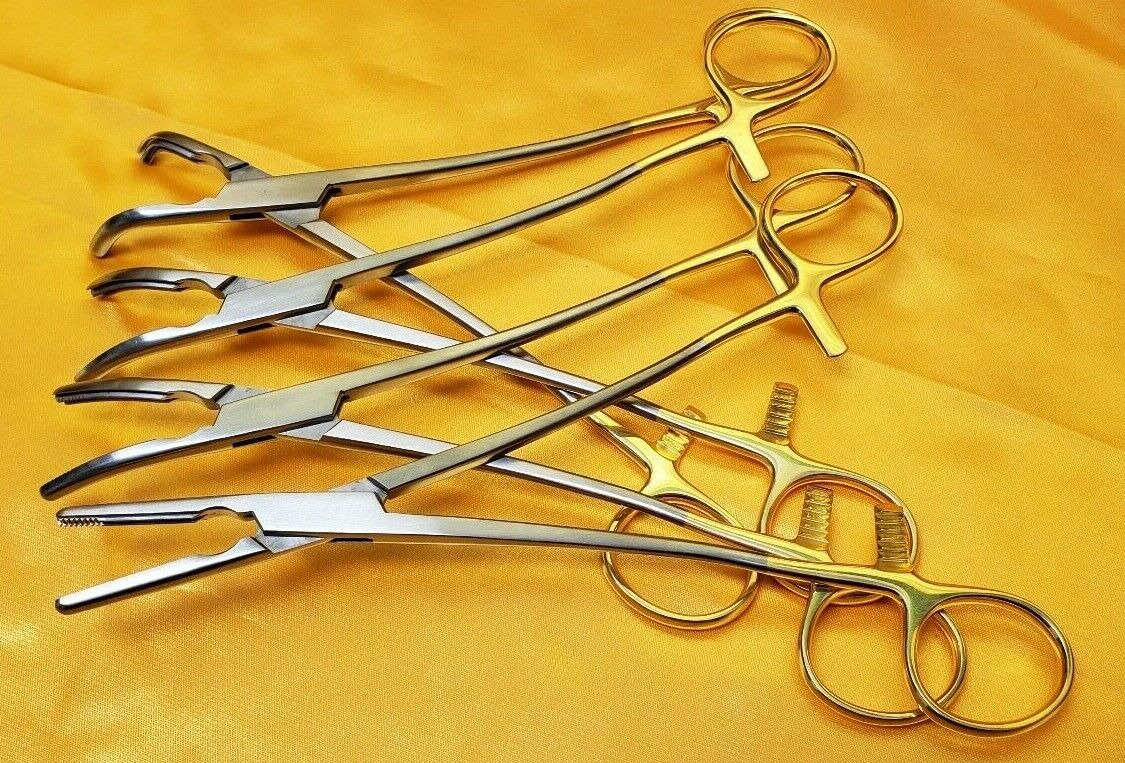 Zeppilin Hysterectomy Clamps 21 cm Set of 4,Straight,Curved,Slight &StrongCurved
