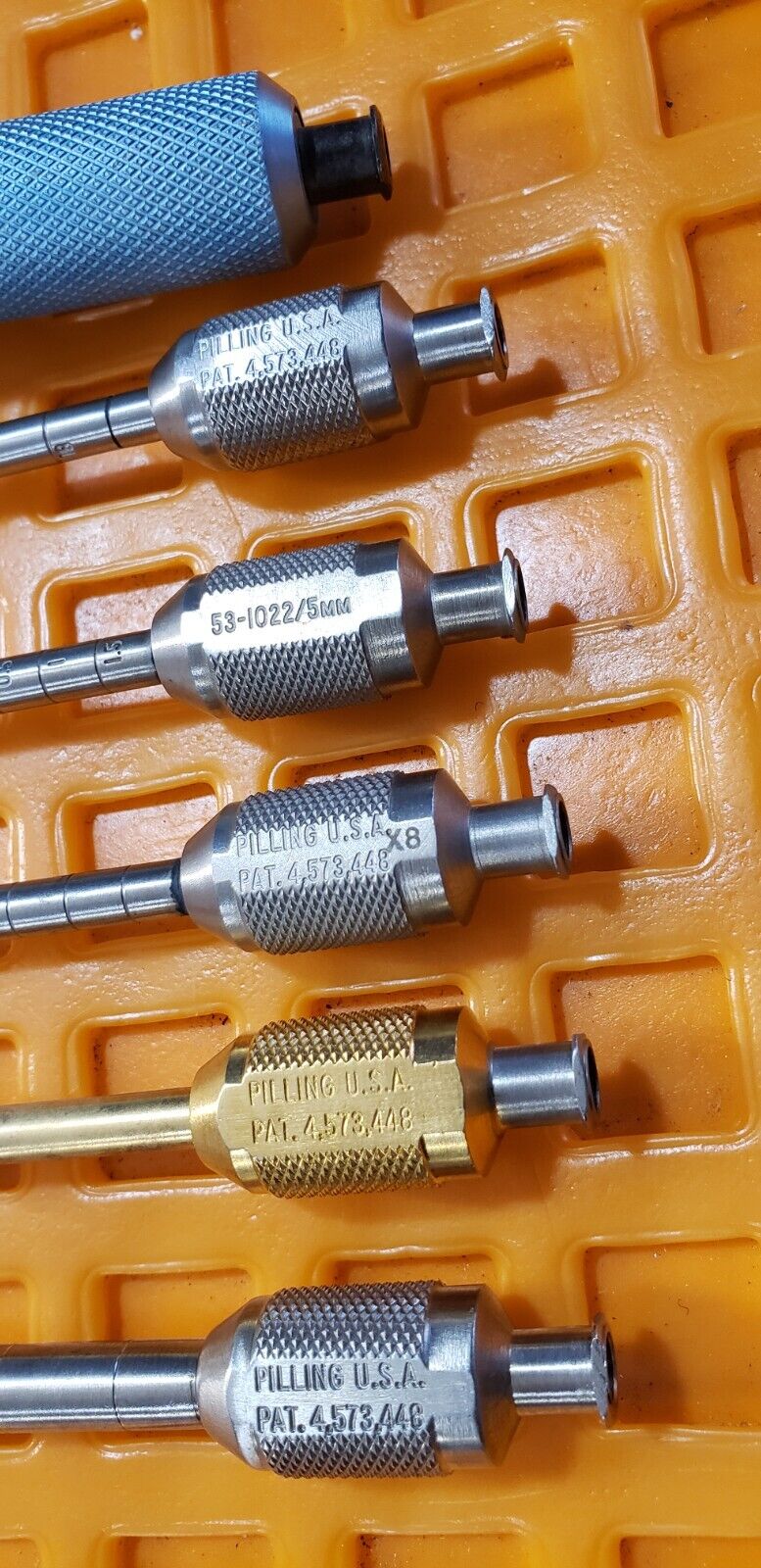 Pilling USA 53-1015 Surgical Cannula Set of 5 with Handle