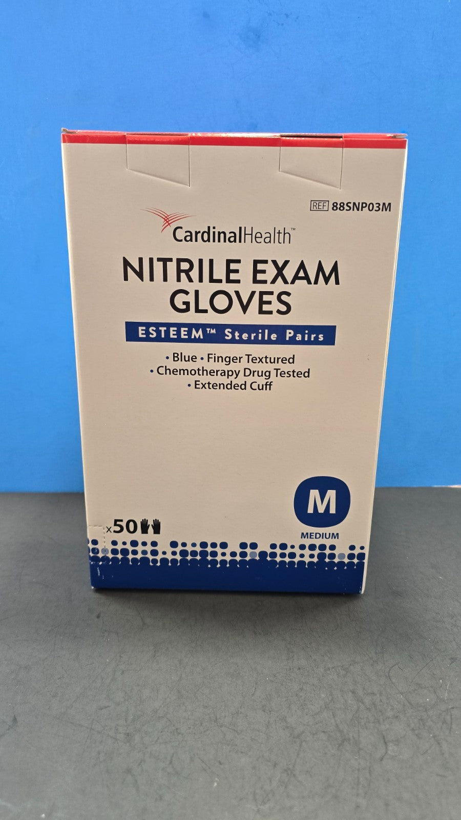 50-Pairs Cardinal Nitrile Exam Glove Medium REF: 88SNP03 Surgical Gloves
