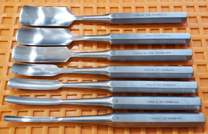 V. Mueller OS4360-011 Surgical Orthopedic Hibbs Gouges 9.5" Curved Set of 7
