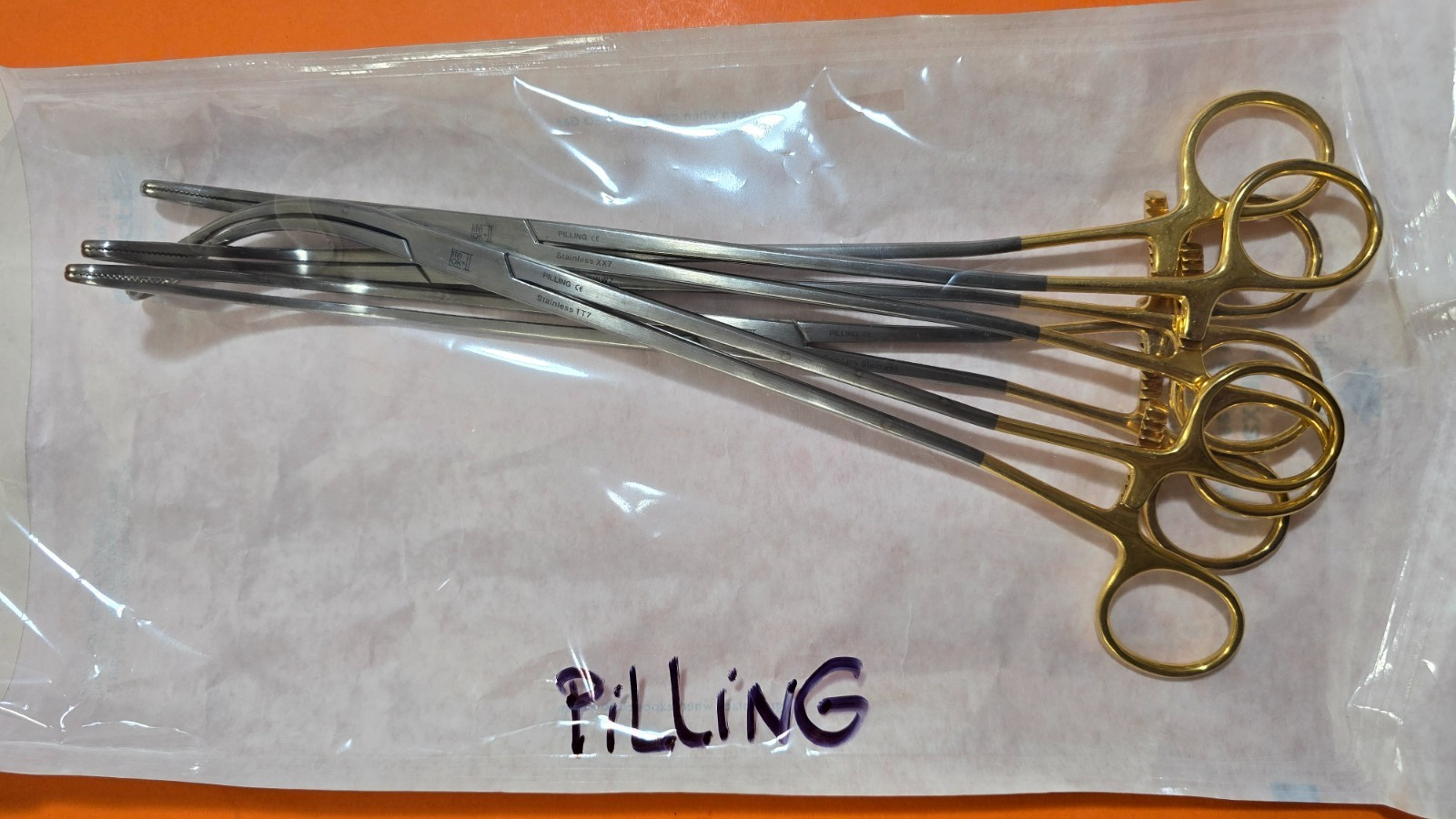 Pilling 84-1033 Surgical Kaiser Ring Sponge Forceps 12" Set of 4