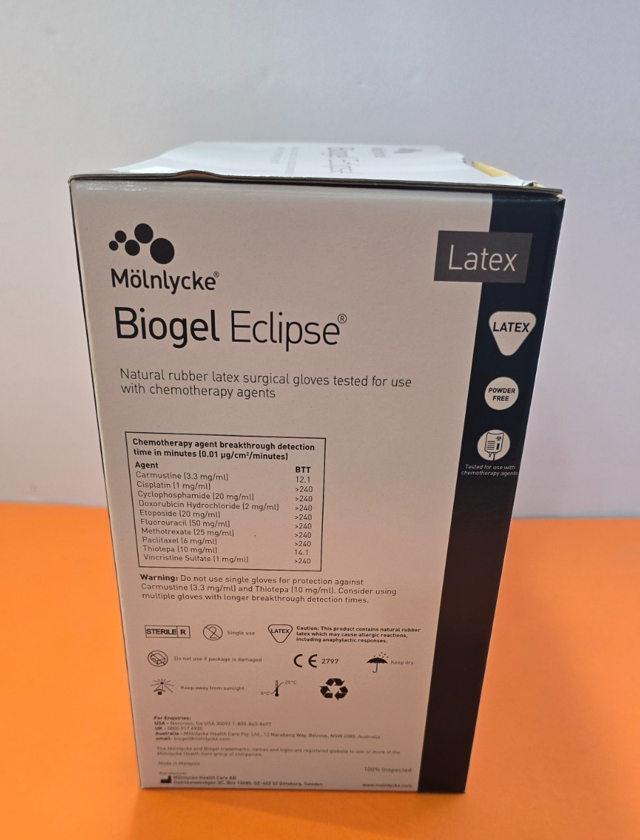 50-Pairs Molnlycke Biogel Eclipse Size 7.5" REF:75275-00 Surgical Gloves