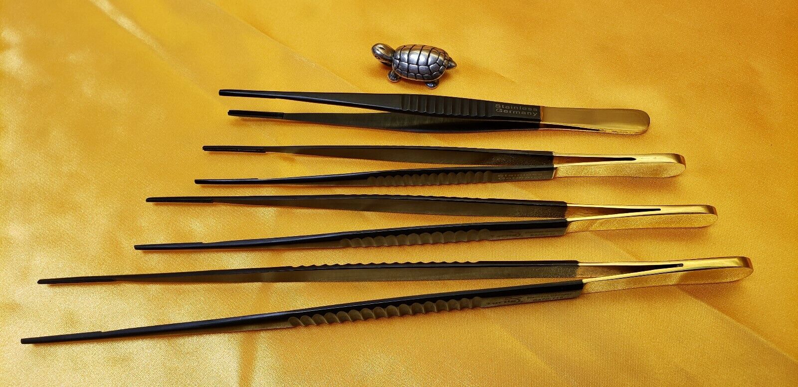 Debakey Atraumatic Vascular Tissue Forceps 6", 7",8",9.5" Black Coated Set of 4