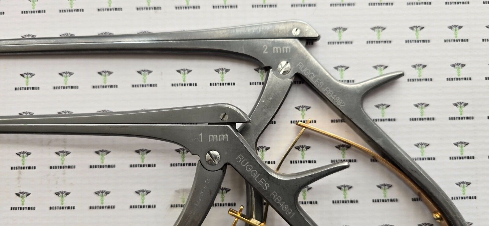 RUGGLES Surgical Kerrison Rongeurs 1mm,2mm  x 40deg UP 8" REF: RB4891