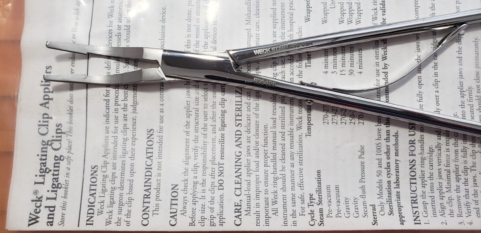 Weck 523180 Surgical Clip Applier 11" Large Curved Jaws