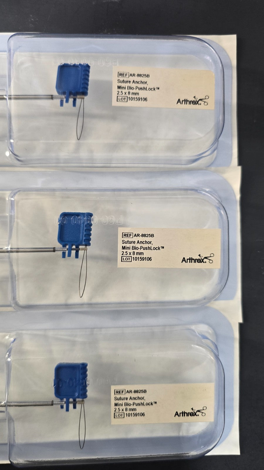 Lot of 5 Units Arthrex Surgical Orthopedic Anchor 2.5 x 8mm , Ref: AR-8 82 5