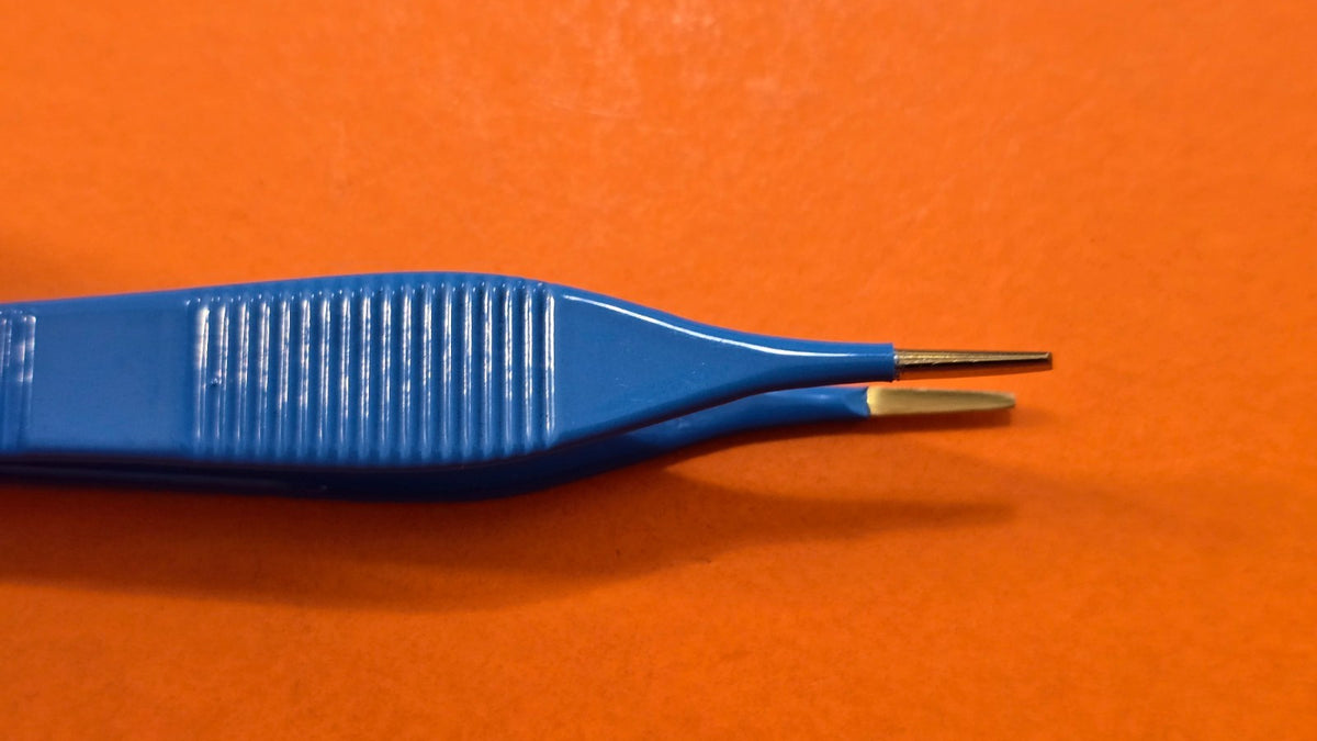 Turtle Adson Bipolar Forceps 5" Blue Gold Tips Non Stick Valleylab Bipolar Cable