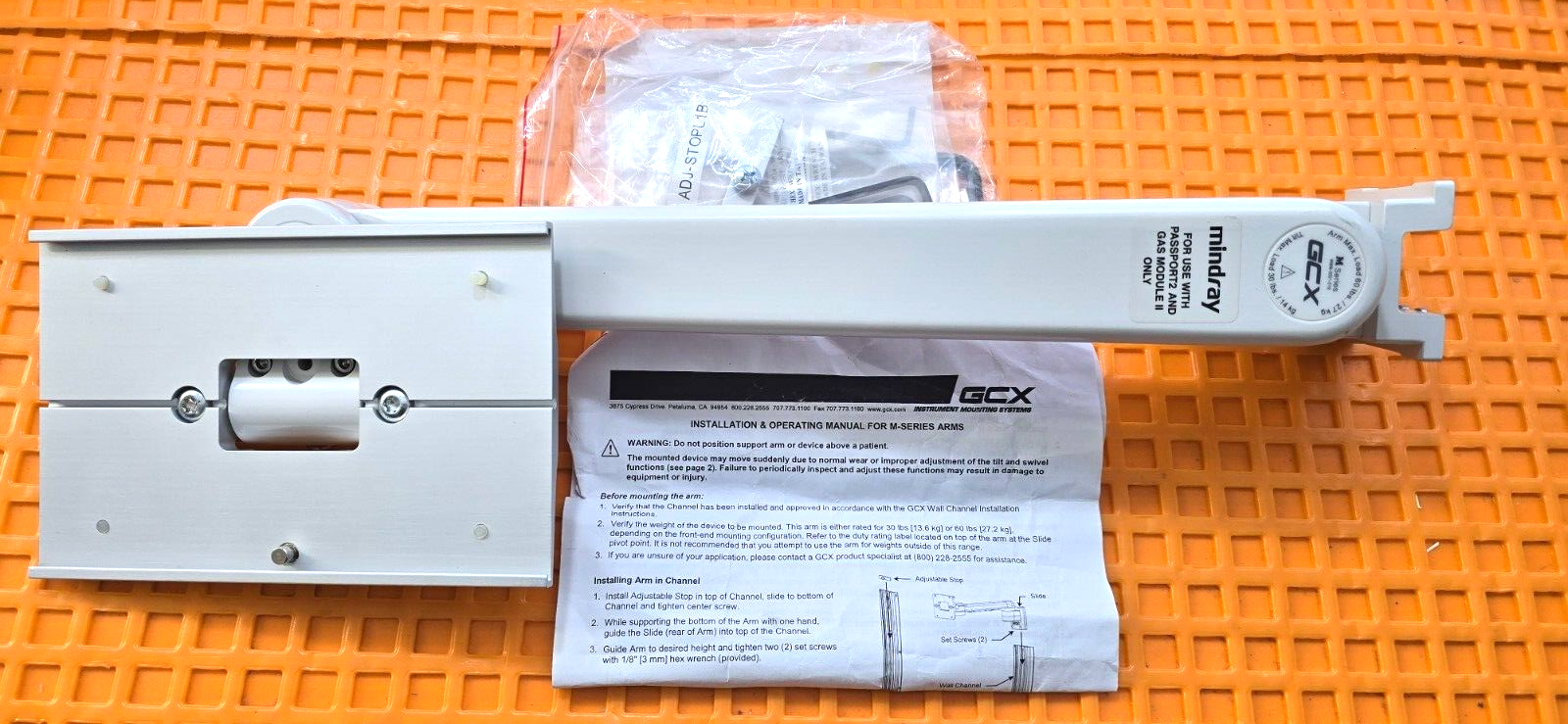 Mindray GCX M Series Rotating Arm  with Mindray Mount Passport2 & Manual.